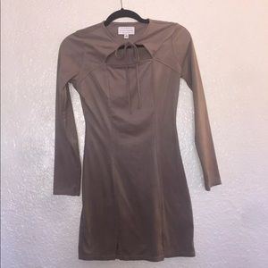 Suede Taupe Long Sleeve Dress